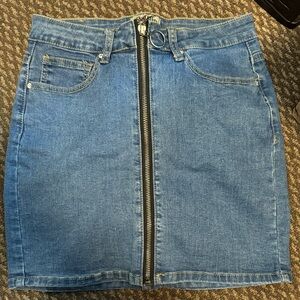 Denim Zipper Front Skirt